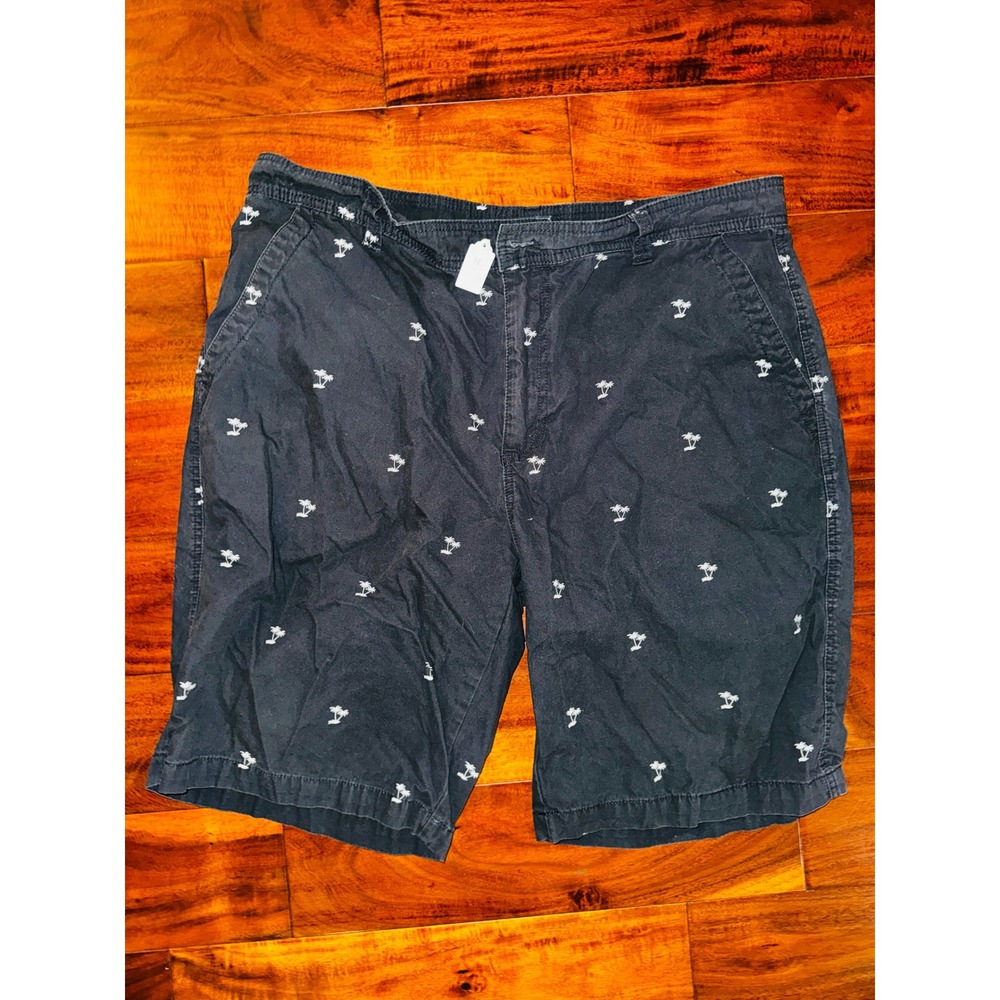 Cargo Supplies Shorts Mens 38 Navy Blue Excellent Palm Tree Embroidered Chino